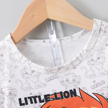 Small Stone Print And Suspender Pants Baby Clothing Two-piece Set