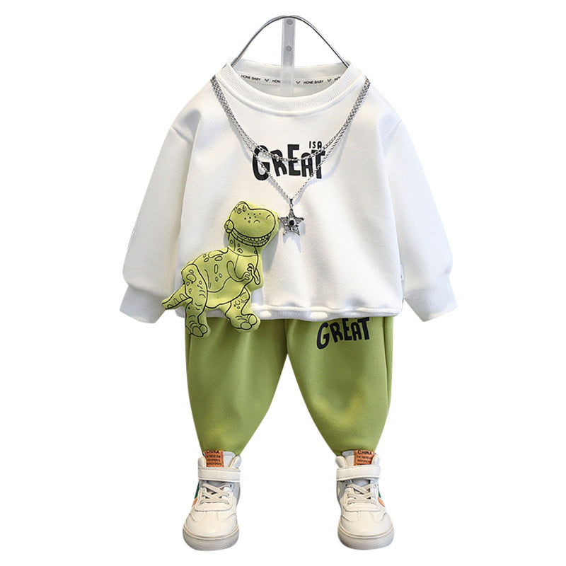 Kids Dinosaur Sweater Two-Piece Set – Boys & Girls 3D Knit Outfit - Sprout