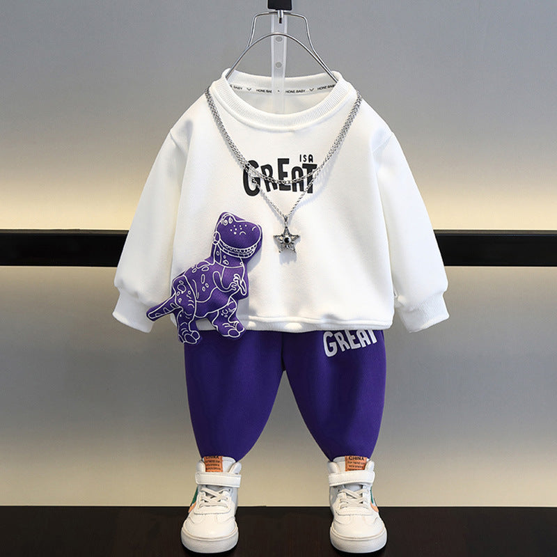 Kids Dinosaur Sweater Two-Piece Set – Boys & Girls 3D Knit Outfit - Sprout