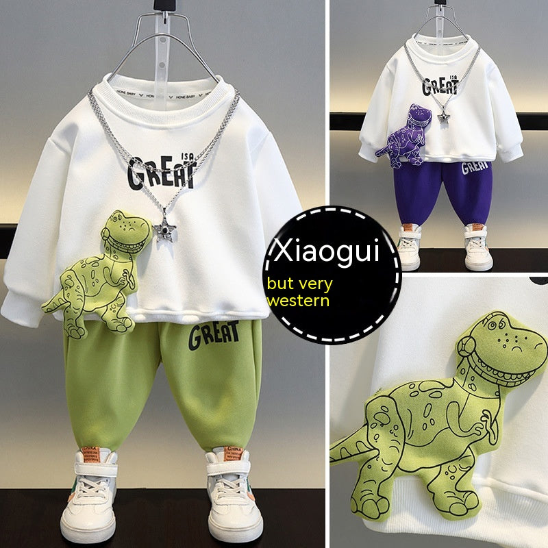 Kids Dinosaur Sweater Two-Piece Set – Boys & Girls 3D Knit Outfit - Sprout