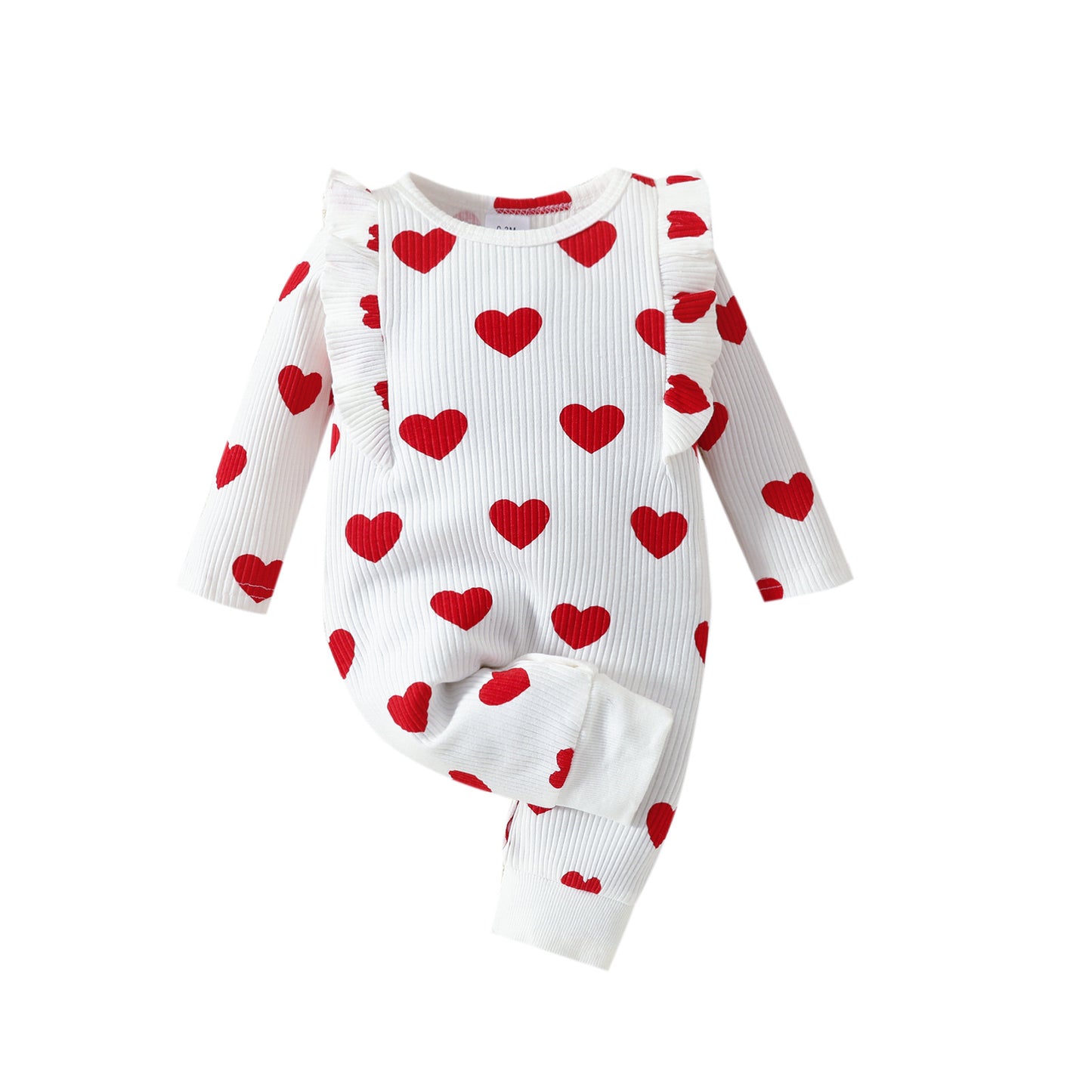 Valentine’s Day Baby Girl Layette Jumpsuit – Spring Heart Print One-Piece Outfit - Sprout