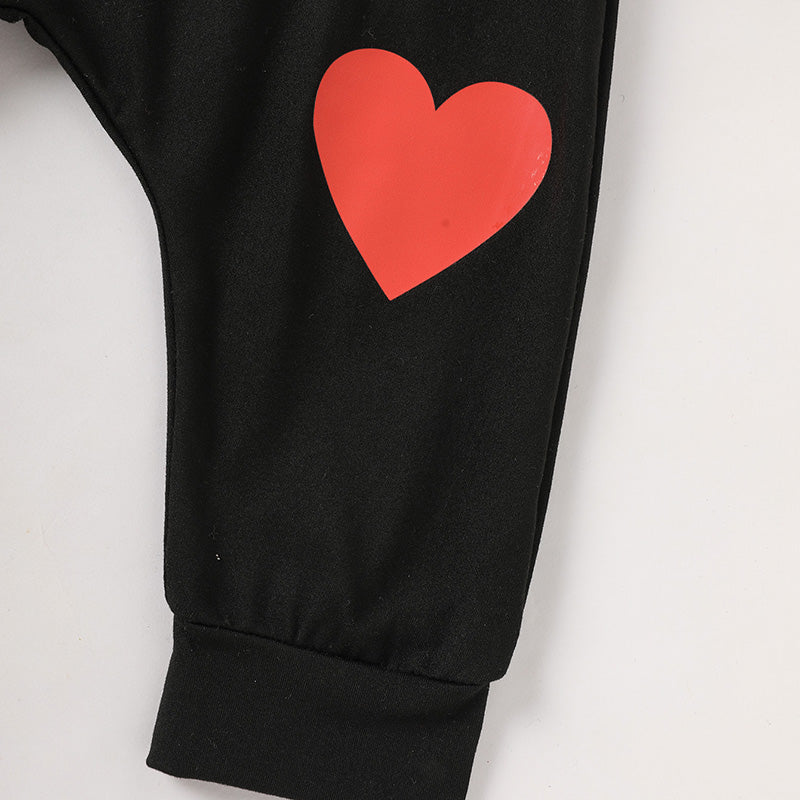 2-Piece Baby Boy Valentine’s Outfit – “Heart Crusher” Long-Sleeve T-Shirt & Black Heart Print Pants Set - Sprout