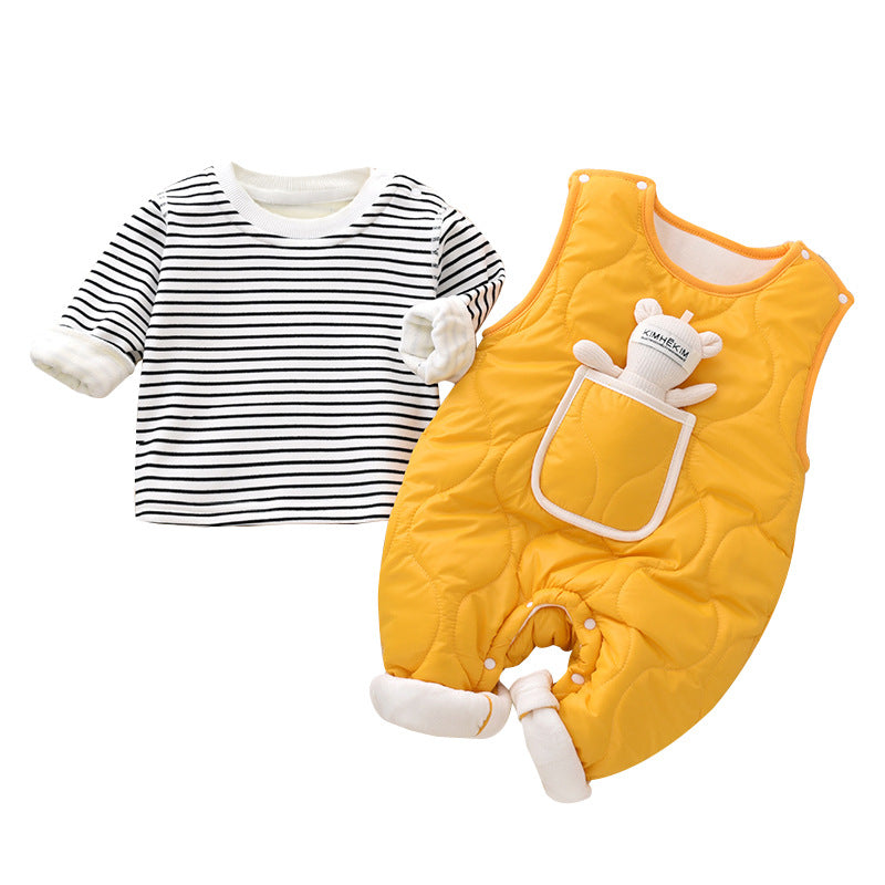 Newborn Cotton Coat Set Fleece-lined Thickened