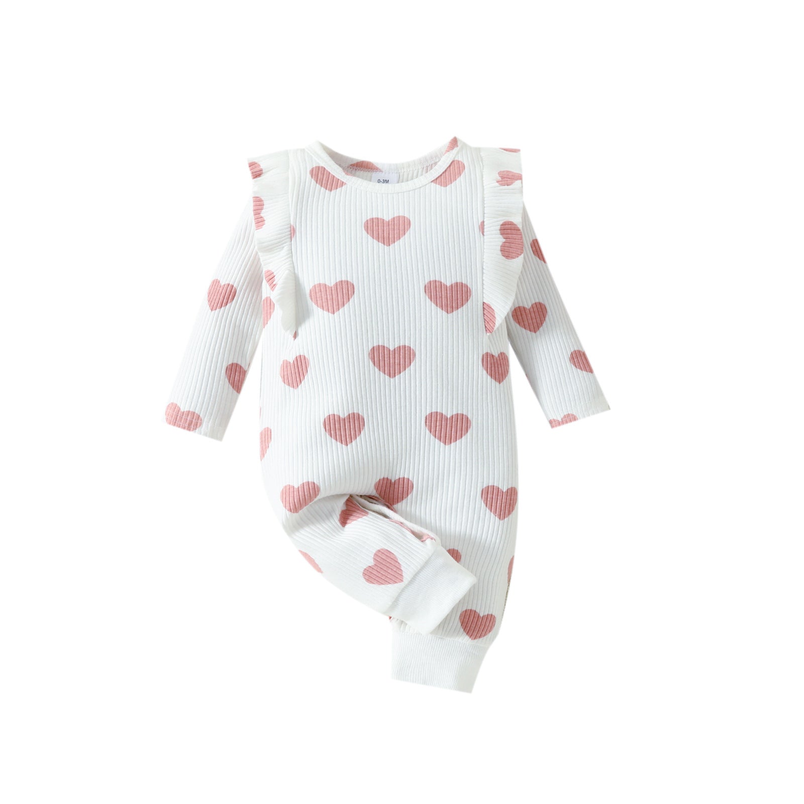 Valentine’s Day Baby Girl Layette Jumpsuit – Spring Heart Print One-Piece Outfit - Sprout