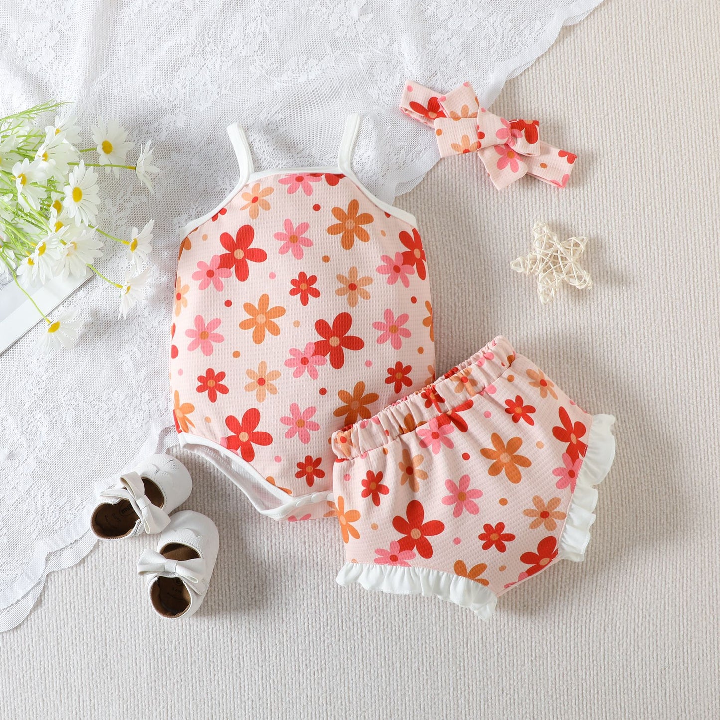 Baby Girl Clothing Flower Overall Dress Set - Sprout