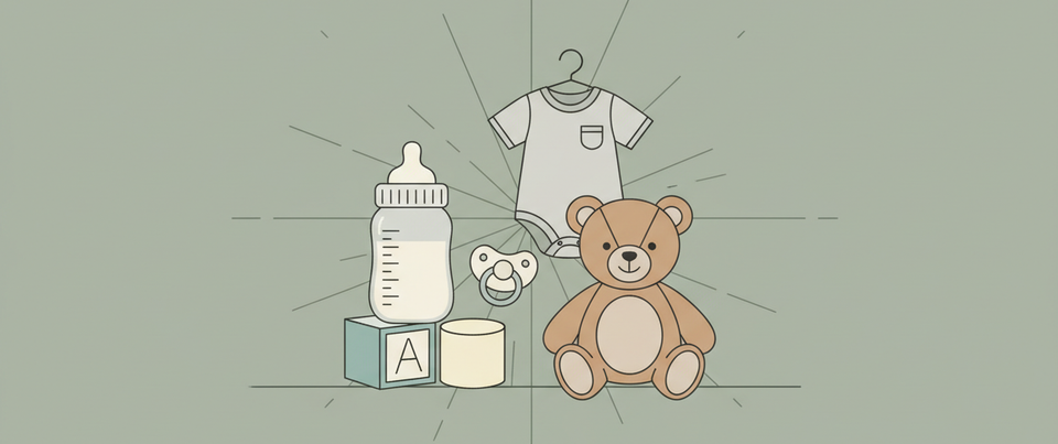 I want a very simple image the background is # 879878 and i want very simple baby and child products images in the middle with some line in the background aswell